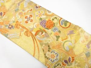 几帳に鳳凰・花模様織り出し　振袖用袋帯